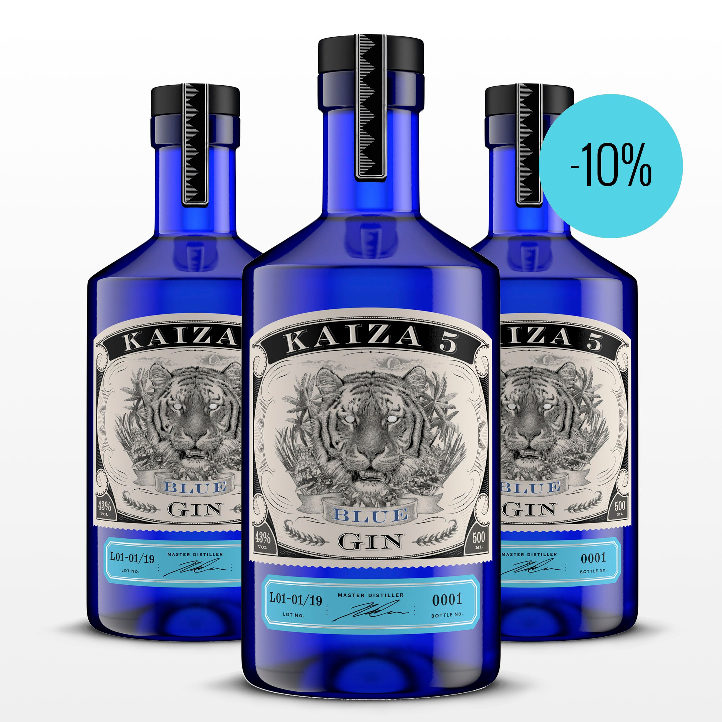 KAIZA 5 BLUE GIN - 3x500 ml | Die blaue Lagune von Kapstadt