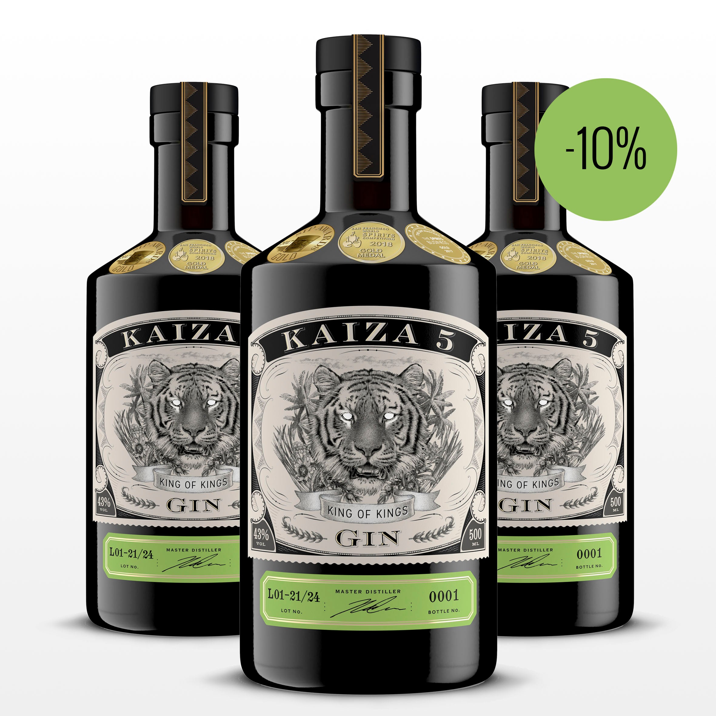 KAIZA 5 GIN - 3x500 ml | Ausgezeichneter Premium-Gin