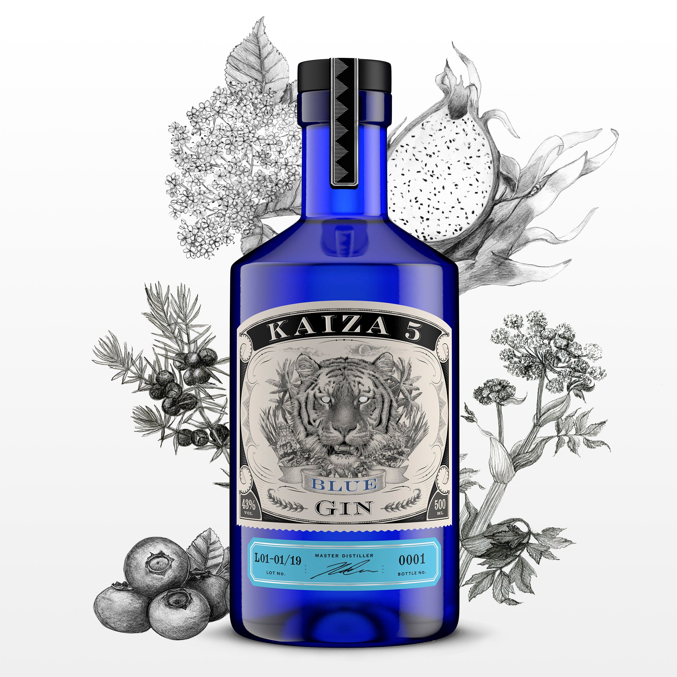 KAIZA 5 BLUE GIN - 500 ml | Die blaue Lagune von Kapstadt