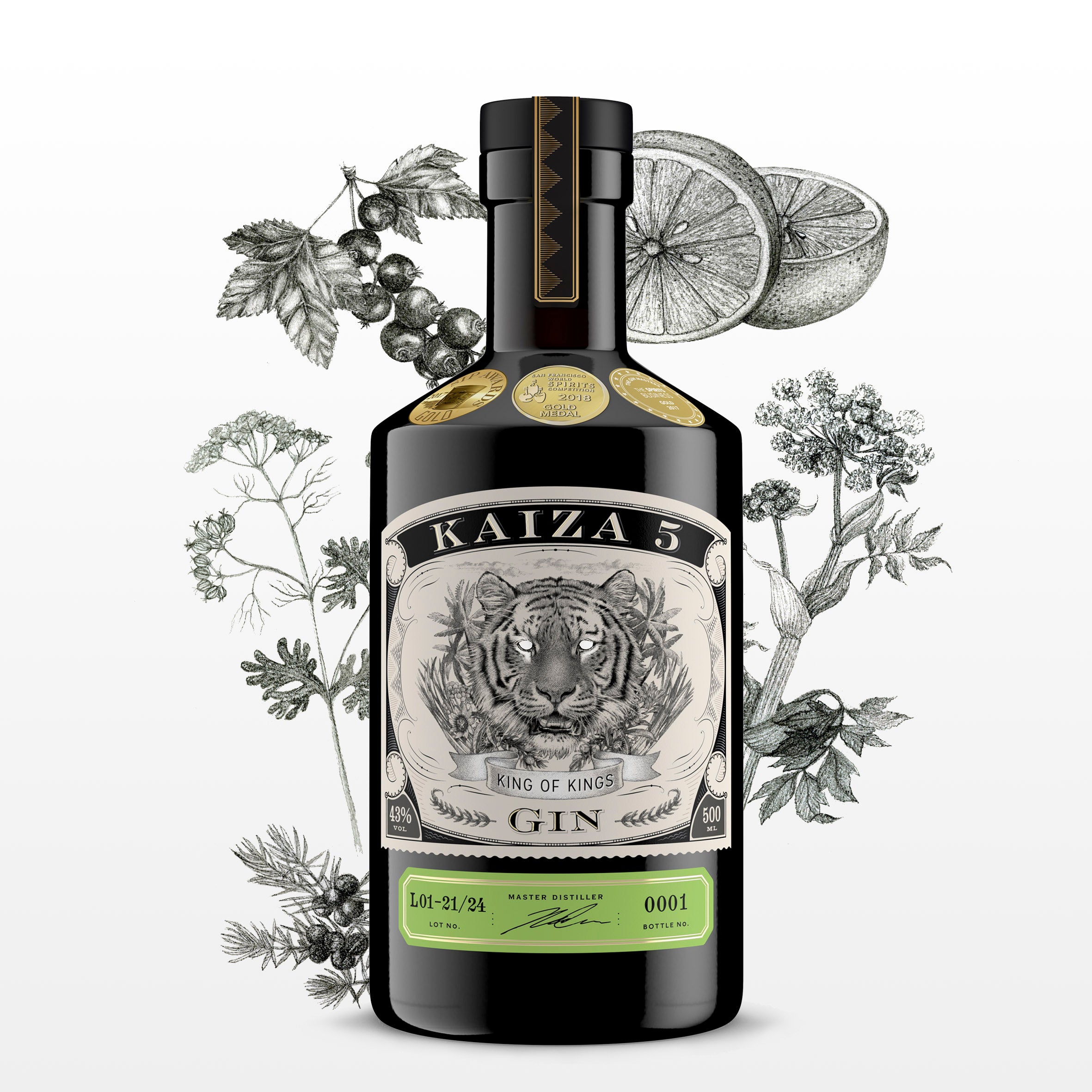 KAIZA 5 GIN - 500 ml | Ausgezeichneter Premium-Gin