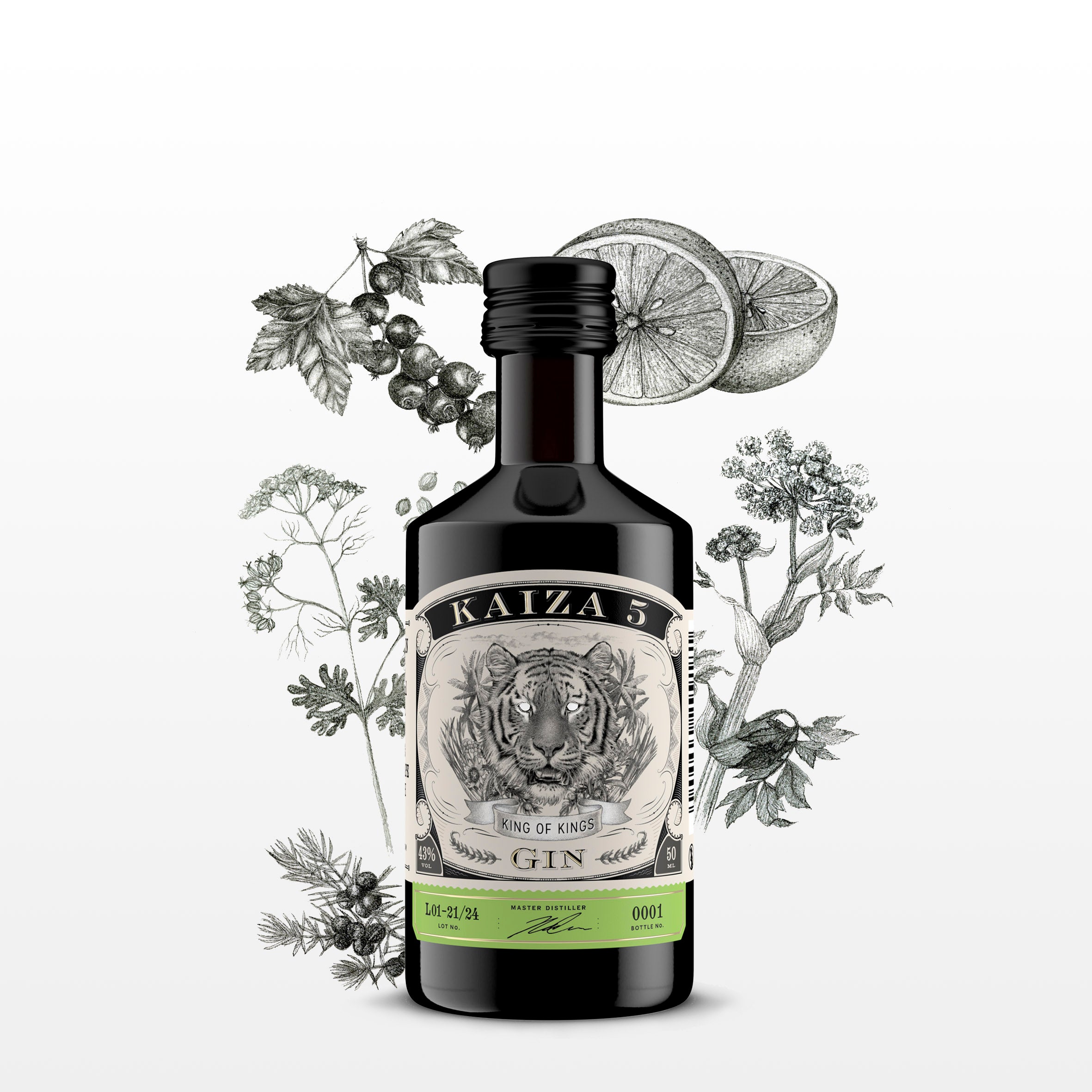 KAIZA 5 GIN Miniatur - 50 ml | Ausgezeichneter Premium-Gin