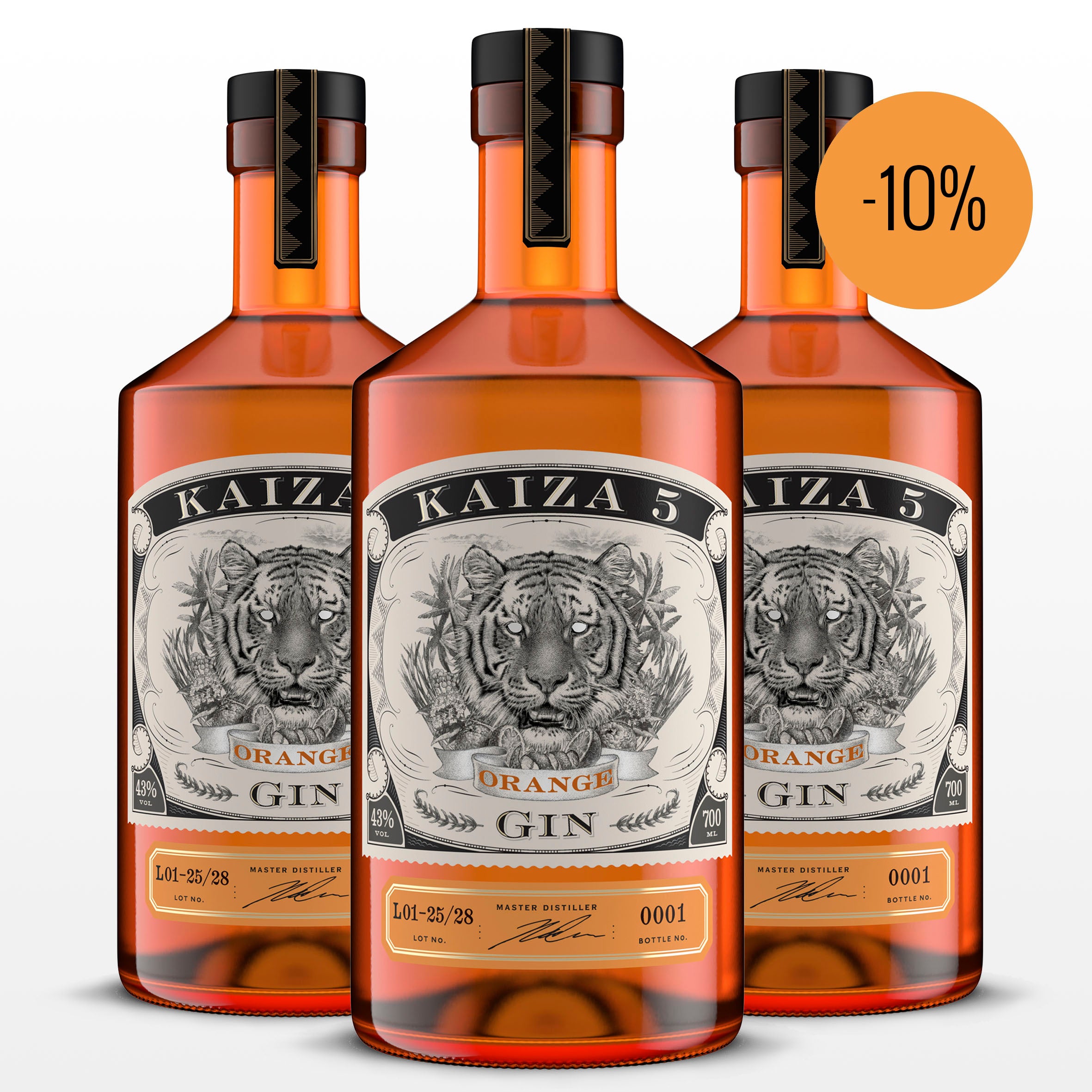 KAIZA 5 ORANGE GIN - 3x700 ml | Spritzlebendige Rose-Gin-Kreation