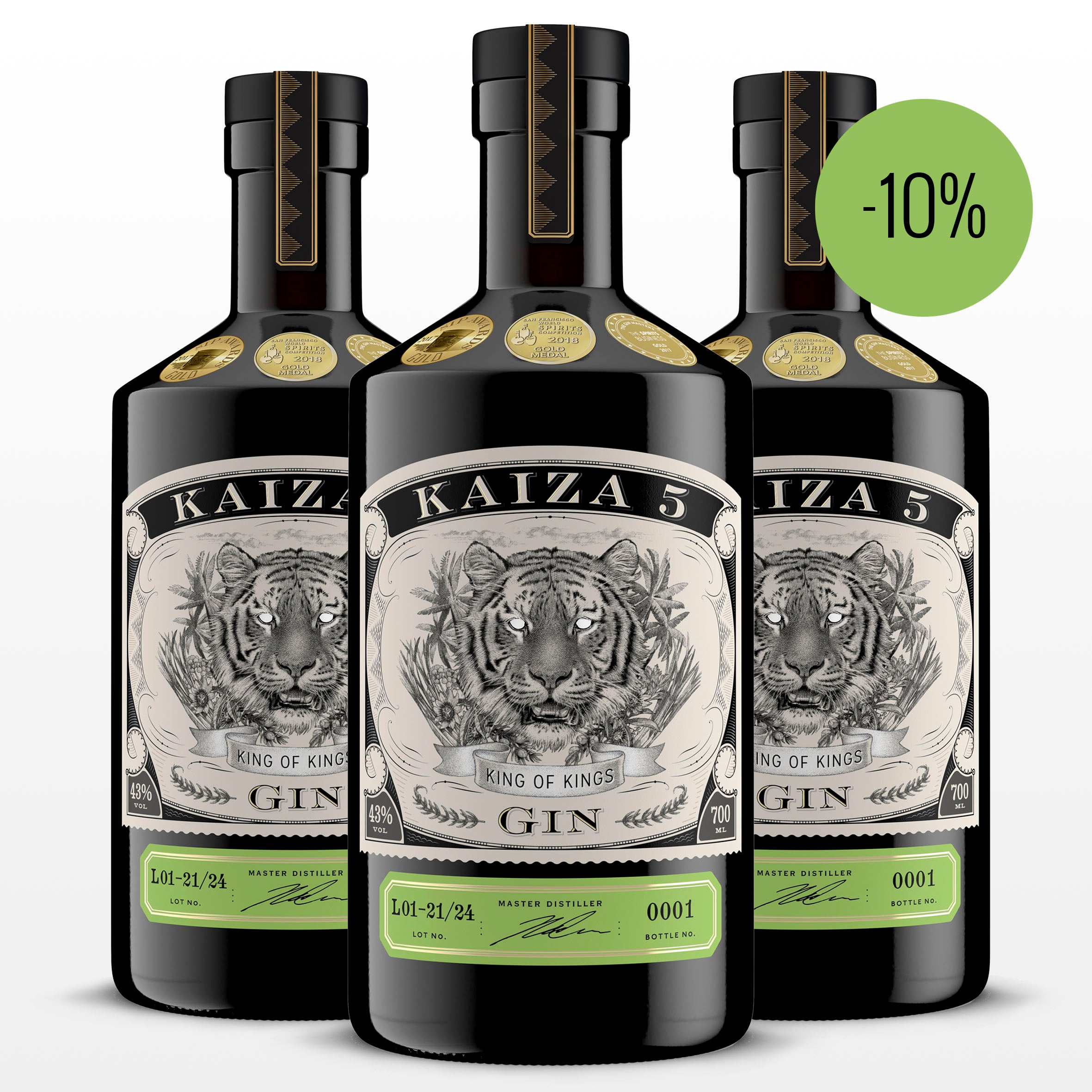 KAIZA 5 GIN - 3x700 ml | Ausgezeichneter Premium-Gin