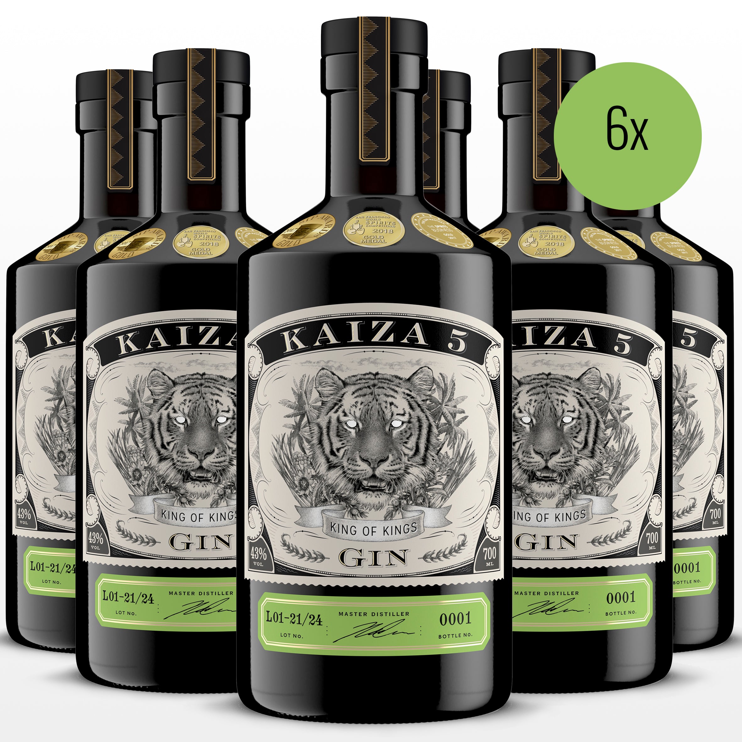 6x KAIZA 5 GIN - 700 ml - 43 %