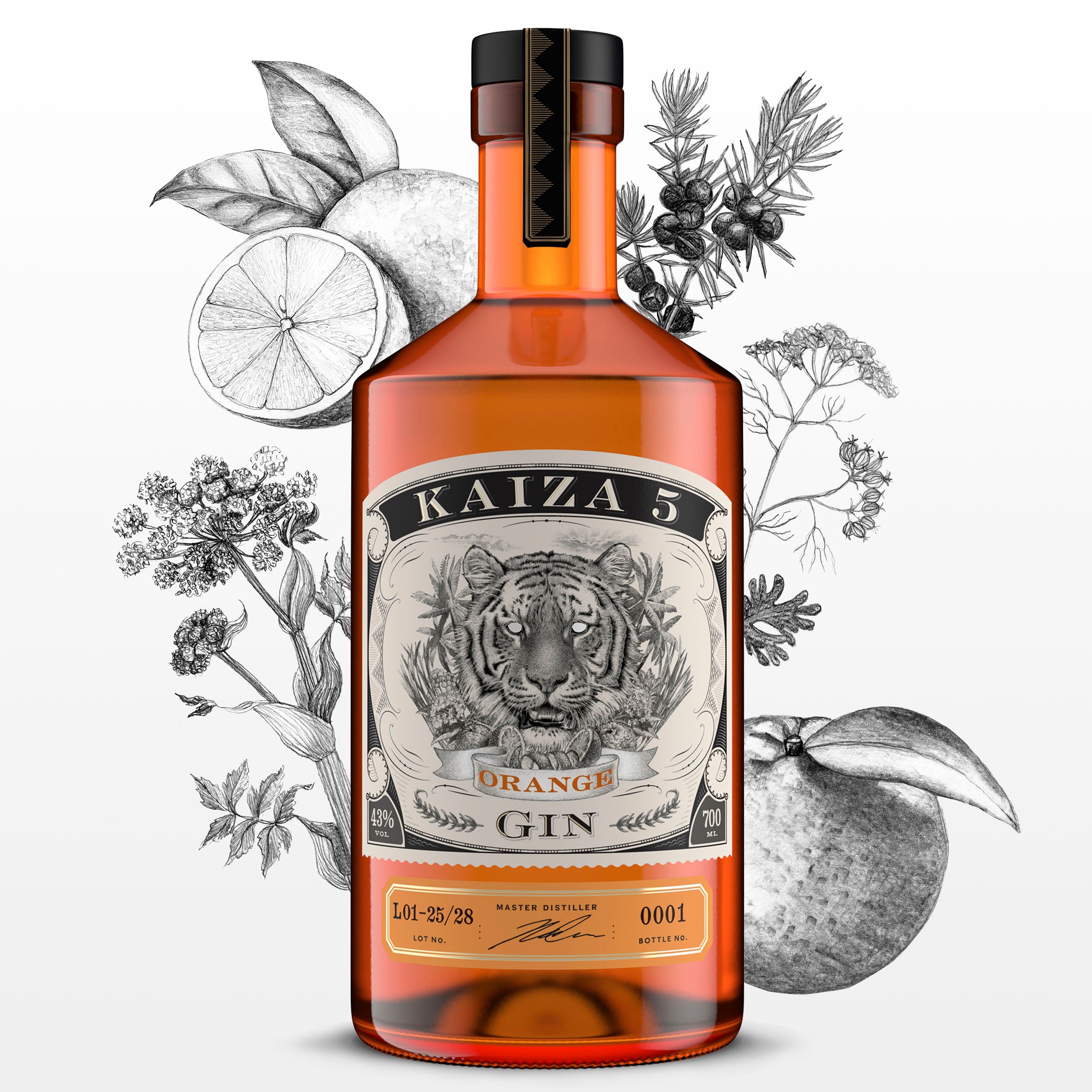 KAIZA 5 ORANGE GIN - 700 ml | Spritzlebendige Rose-Gin-Kreation