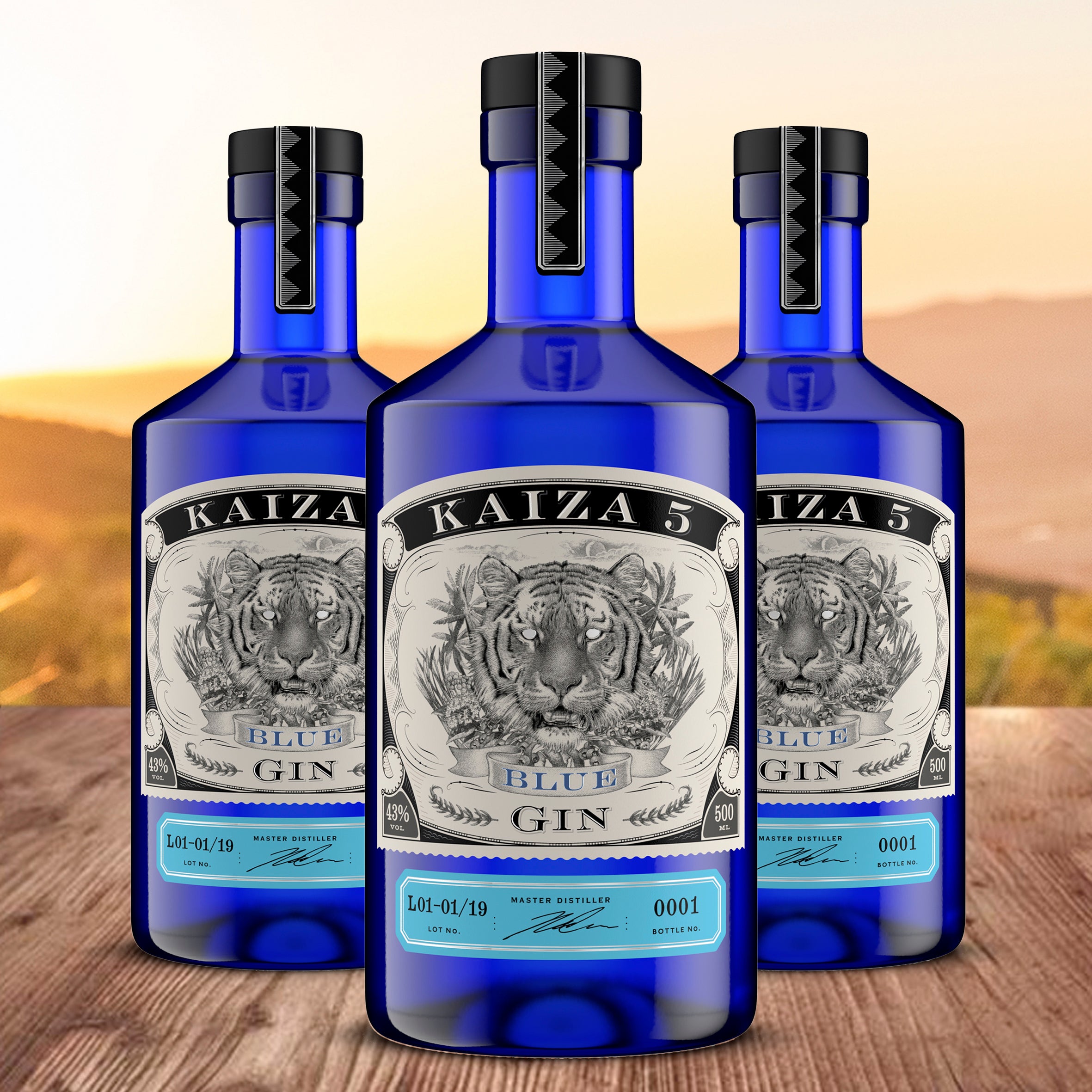 KAIZA 5 GIN BLUE - 500 ml - 43% | Der blaue Tiger aus Südafrika/Kapstadt