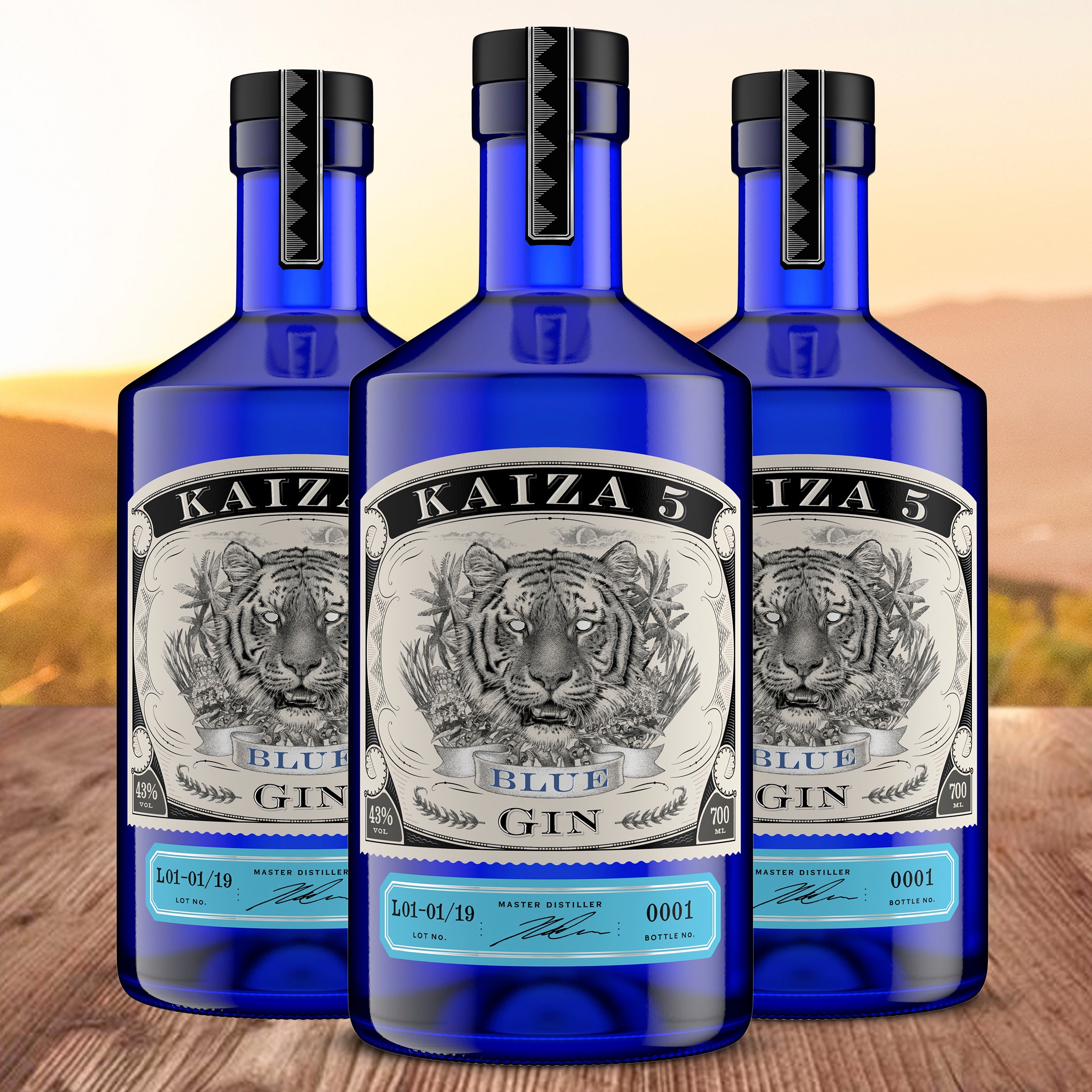 KAIZA 5 GIN BLUE - 700 ml - 43% | Der blaue Tiger aus Südafrika/Kapstadt