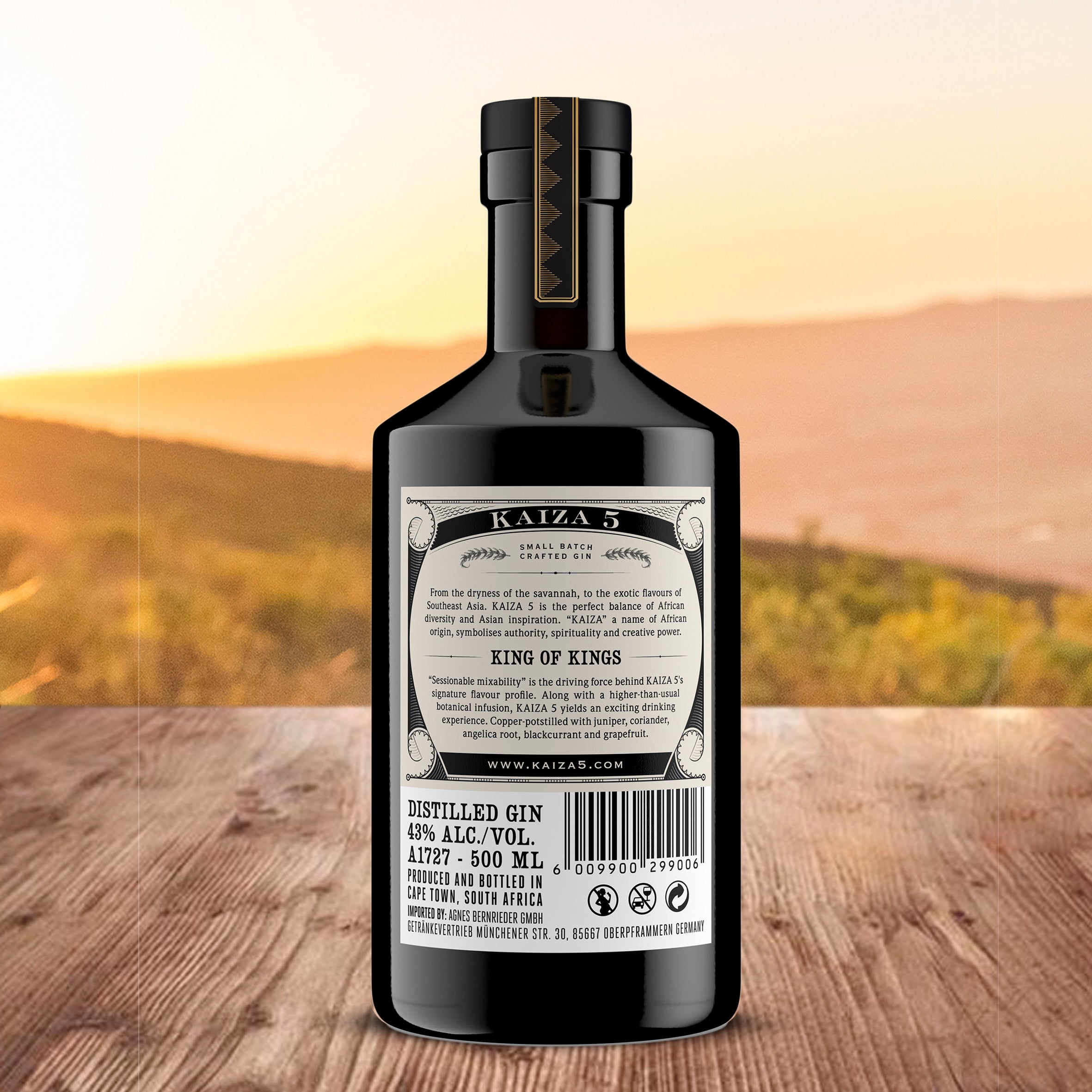 KAIZA 5 GIN - 500 ml - 43% | Der ausgezeichnete Premium-Gin aus Südafrika/Kapstadt