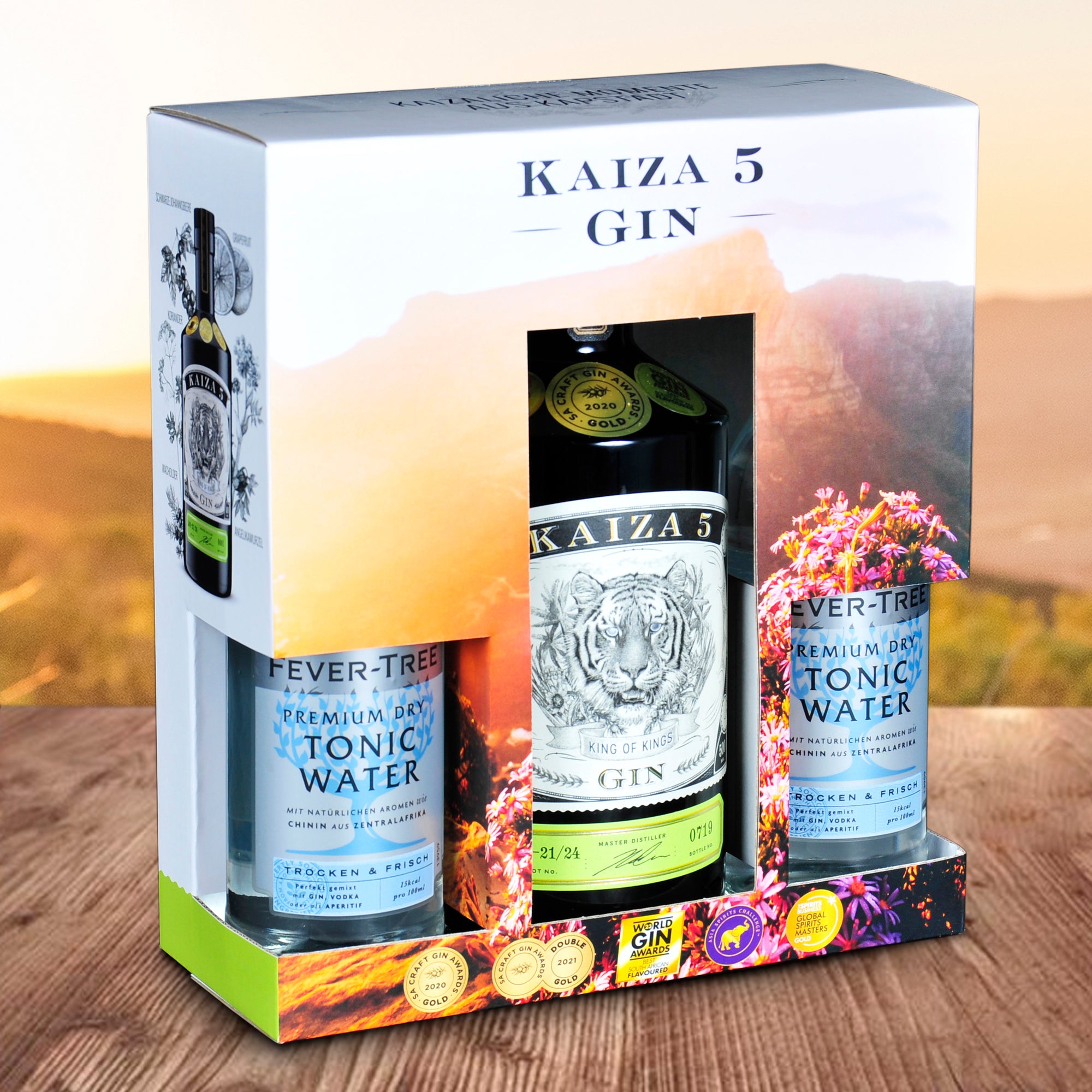 KAIZA 5 GIN Box mit 2x Fever-Tree Premium Dry Tonic Water