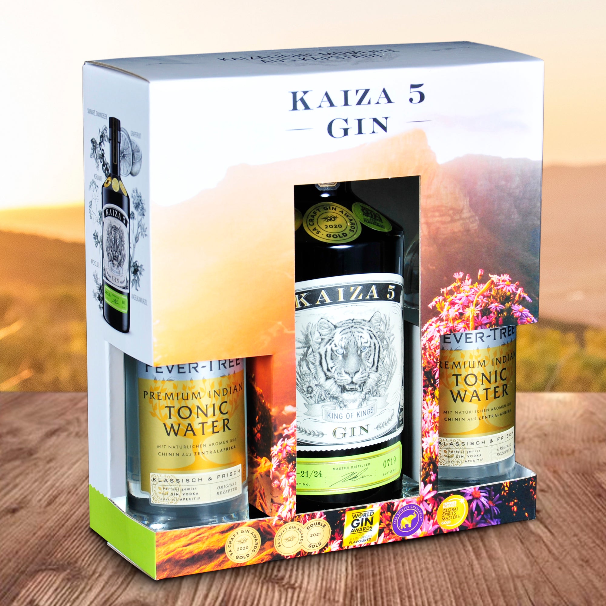KAIZA 5 GIN Box mit 2x Fever-Tree Indian Tonic Water